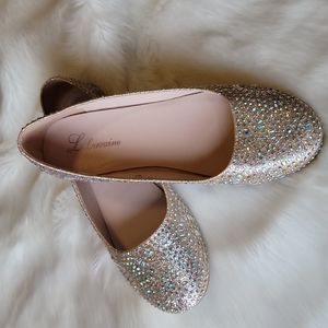 L Lorraine Sparkly Rhinestone Flats 8.5 wedding bridesmaid shoes